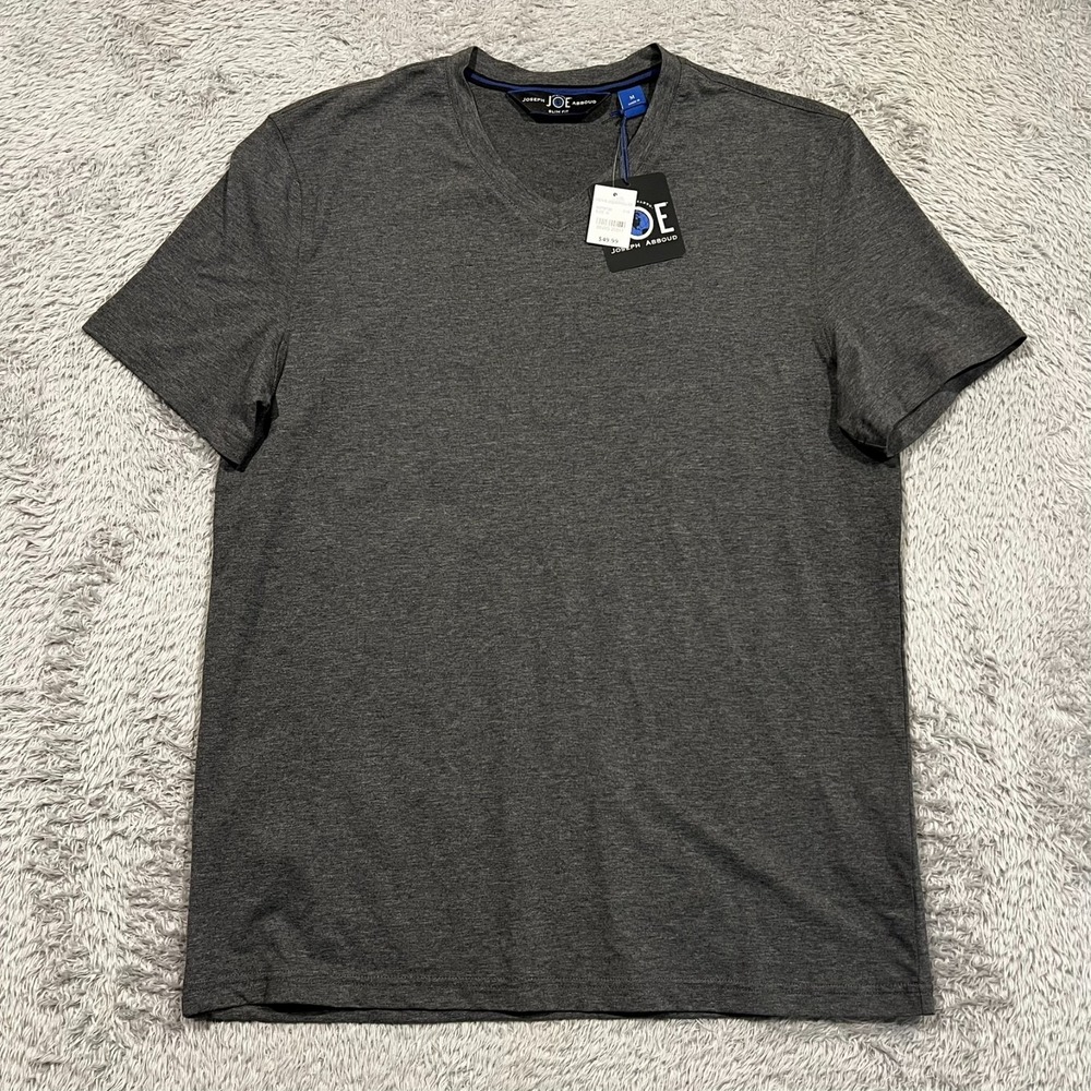 Joseph Abboud T-Shirt Slim Fit Gray Soft V-Neck Stretch Men's M NWT